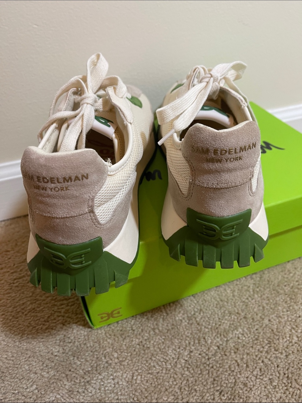 Sam Edelman Cream and Green Low-Top Sneakers woman’s Langley size 9 - Picture 5 of 16